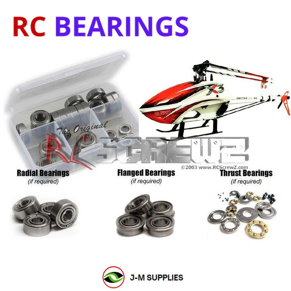 Representative image of an RCScrewZ metal-shielded bearing kit for Gaui X3 Helicopter; exact bearing sizes and quantities vary by RC model.
