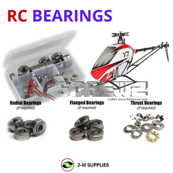 Representative image of an RCScrewZ metal-shielded bearing kit for Gaui NX7 Helicopter; exact bearing sizes and quantities vary by RC model.