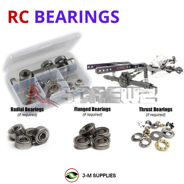 Representative image of an RCScrewZ metal-shielded bearing kit for GCM Racing CMAX2 323mm JK Slider Jeep; exact bearing sizes and quantities vary by RC model.