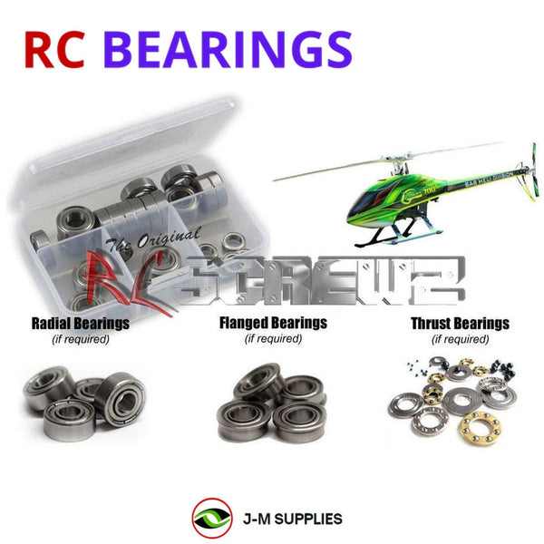 Representative image of an RCScrewZ metal-shielded bearing kit for Goblin 700 Series Helicopter RC; exact bearing sizes and quantities vary by RC model.
