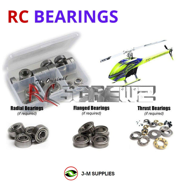 Representative image of an RCScrewZ metal-shielded bearing kit for SAB Goblin 770 Series Helicopter; exact bearing sizes and quantities vary by RC model.