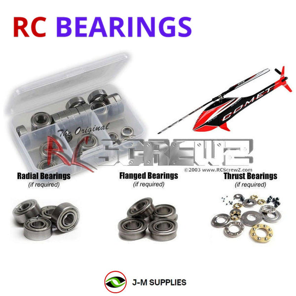 Representative image of an RCScrewZ metal-shielded bearing kit for SAB Goblin Mini Comet (280mm) Helicopter; exact bearing sizes and quantities vary by RC model.