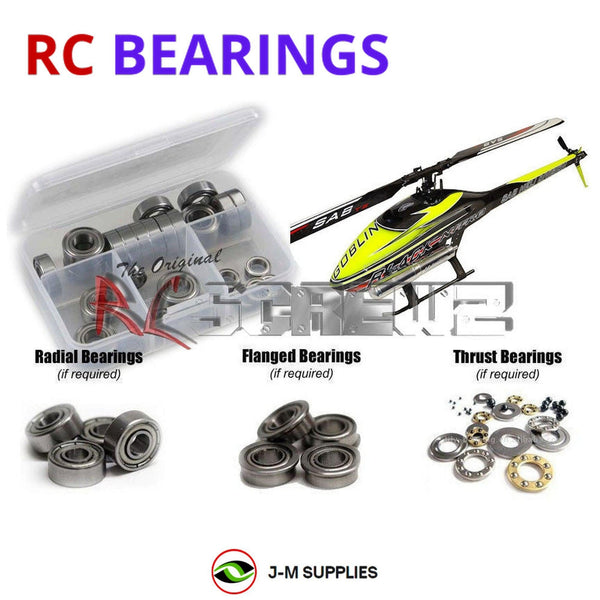 Representative image of an RCScrewZ metal-shielded bearing kit for Goblin Nitro 650/700 Helicopter; exact bearing sizes and quantities vary by RC model.