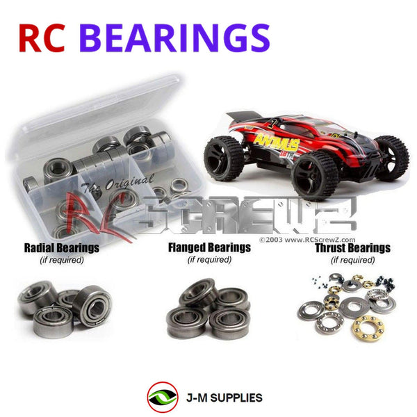 Representative image of an RCScrewZ metal-shielded bearing kit for Helion RC Animus 18TR 4x4 Truggy; exact bearing sizes and quantities vary by RC model.