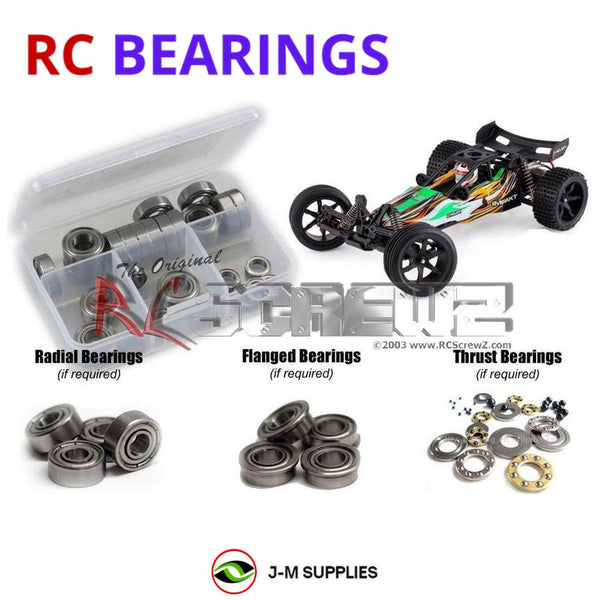 Representative image of an RCScrewZ metal-shielded bearing kit for Helion RC Impakt 12B; exact bearing sizes and quantities vary by RC model.