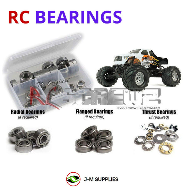 Representative image of an RCScrewZ metal-shielded bearing kit for Helion RC Intrusion XLR (10MT); exact bearing sizes and quantities vary by RC model.