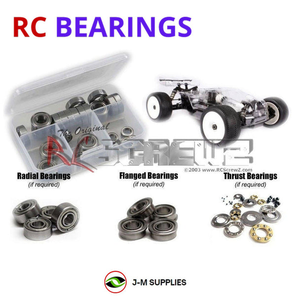 Representative image of an RCScrewZ metal-shielded bearing kit for Hot Bodies D817-T 1/8th; exact bearing sizes and quantities vary by RC model.