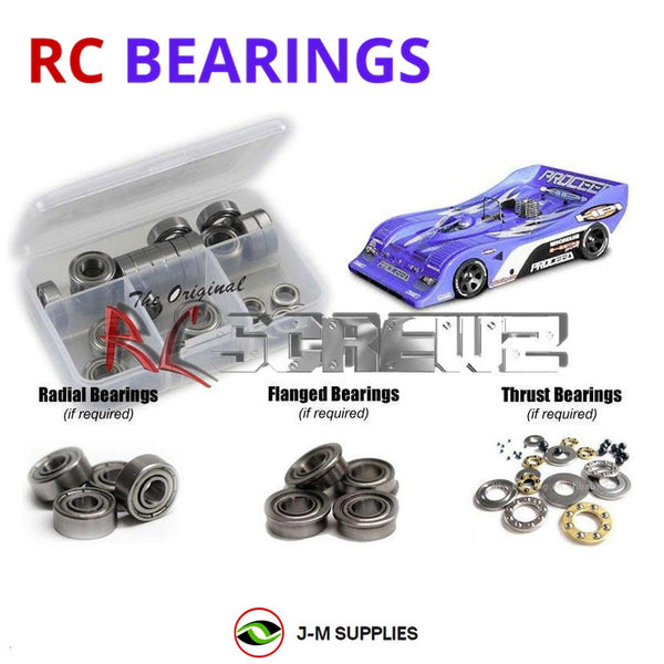 Representative image of an RCScrewZ metal-shielded bearing kit for HPI Racing Proceed 1/8 Nitro 4WD On-Road Comp Car (801); exact bearing sizes and quantities vary by RC model.