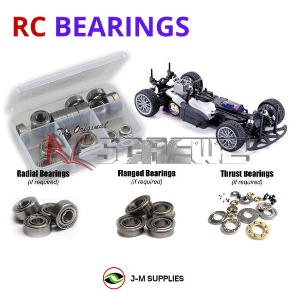 Representative image of an RCScrewZ metal-shielded bearing kit for HPI Racing RS4 2 Nitro 1/10 4WD Touring (411, 412, 413); exact bearing sizes and quantities vary by RC model.