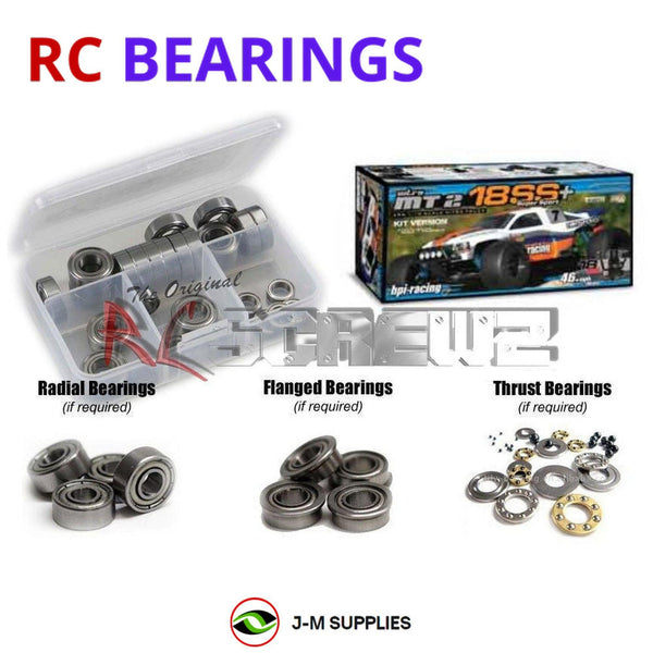 Representative image of an RCScrewZ metal-shielded bearing kit for HPI Racing Nitro MT2 .18SS 1/10 Nitro 4WD Truck (10442); exact bearing sizes and quantities vary by RC model.