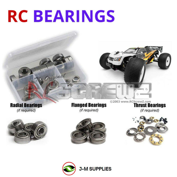 Representative image of an RCScrewZ metal-shielded bearing kit for HPI Hellfire SS 1/8 Nitro 4WD RC Racing Truggy (10504); exact bearing sizes and quantities vary by RC model.