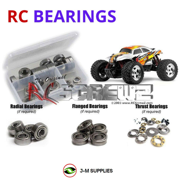 Representative image of an RCScrewZ metal-shielded bearing kit for HPI E-Savage RTR 1/10 Electric 4WD Monster Truck (507, 508); exact bearing sizes and quantities vary by RC model.