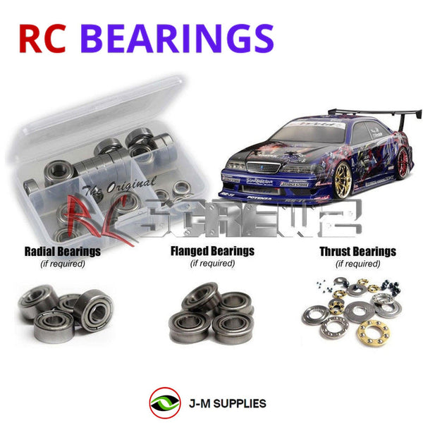 Representative image of an RCScrewZ metal-shielded bearing kit for HPI Racing E-10 1/10 Electric 4WD Touring / Drift Car; exact bearing sizes and quantities vary by RC model.