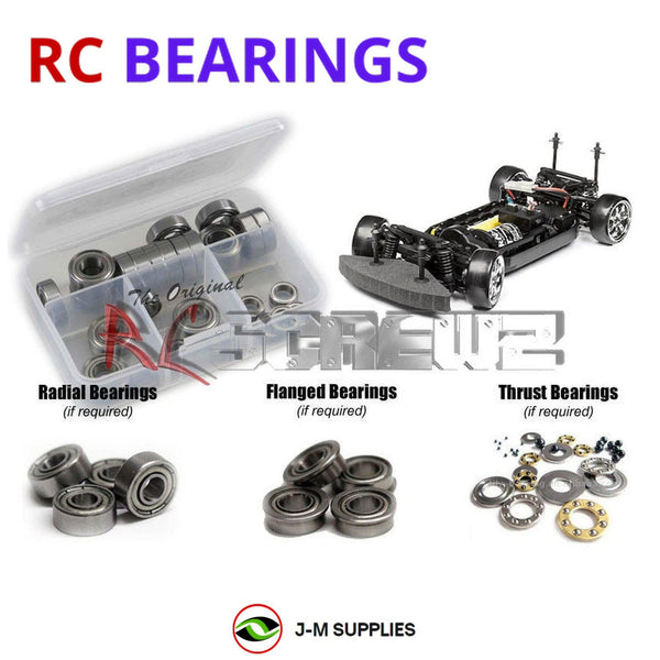 Representative image of an RCScrewZ metal-shielded bearing kit for HPI E10 Drift Series 1/10 Electric 4WD On-Road Drift Car; exact bearing sizes and quantities vary by RC model.