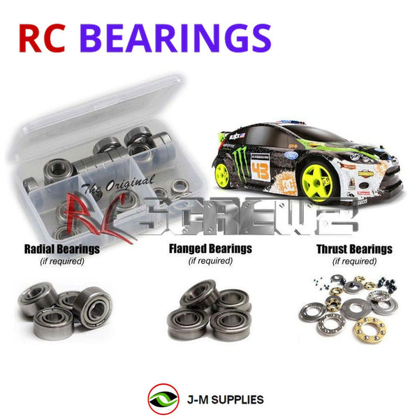 Representative image of an RCScrewZ metal-shielded bearing kit for HPI Ken Block WR8 Flux 1/8 Electric 4WD Rally Car (109313); exact bearing sizes and quantities vary by RC model.