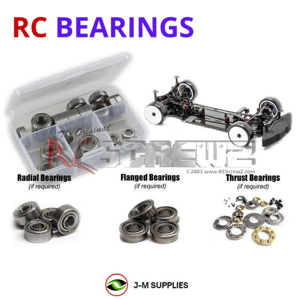 Representative image of an RCScrewZ metal-shielded bearing kit for Infinity IF14 Touring 1/10th; exact bearing sizes and quantities vary by RC model.