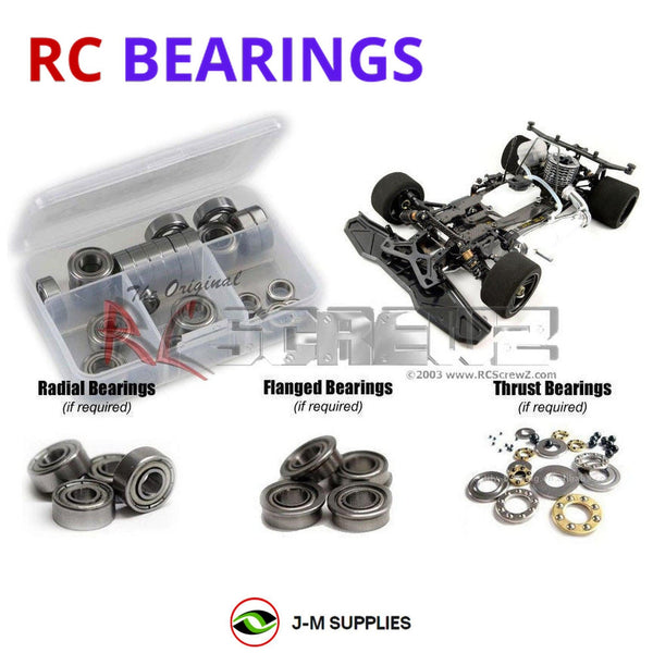 Representative image of an RCScrewZ metal-shielded bearing kit for Infinity IF18 1/8th Onroad; exact bearing sizes and quantities vary by RC model.