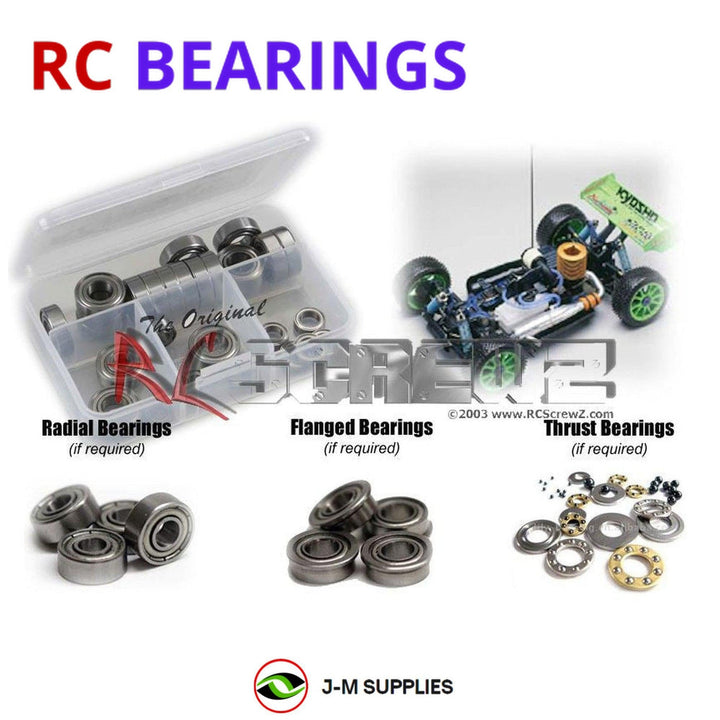 Representative image of an RCScrewZ metal-shielded bearing kit for Kyosho MP7.5 Kanai II 1/8 Nitro 4WD Buggy (31271); exact bearing sizes and quantities vary by RC model.