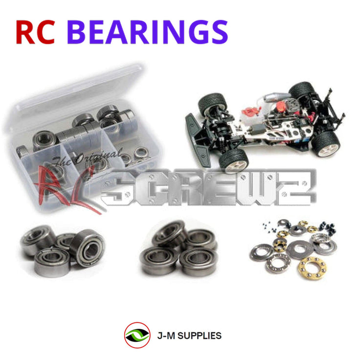 Representative image of an RCScrewZ metal-shielded bearing kit for Kyosho SuperTen Competition III 1/10 Nitro 4WD Car (31824); exact bearing sizes and quantities vary by RC model.