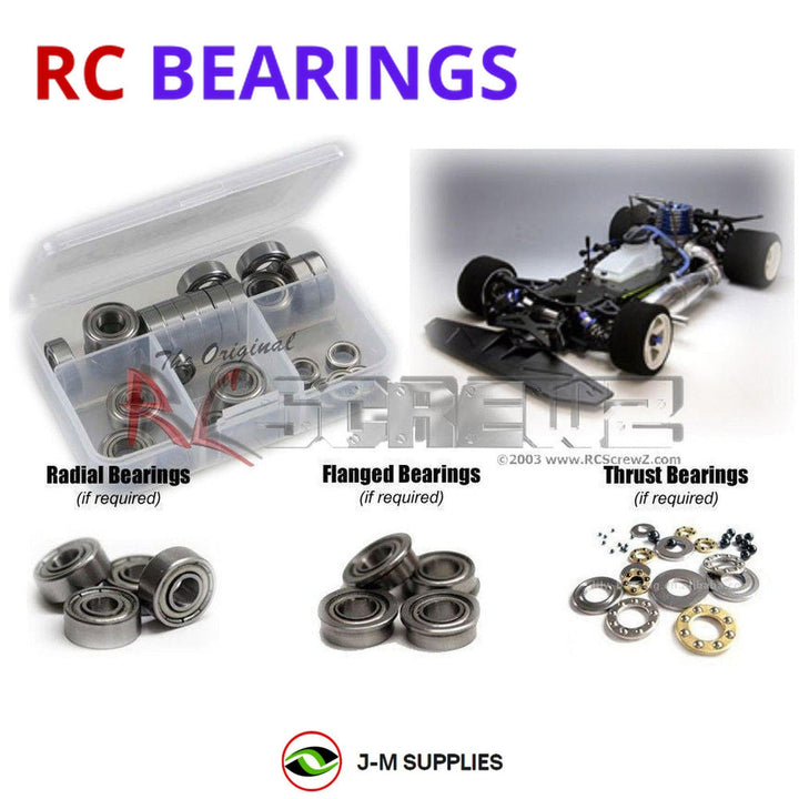Representative image of an RCScrewZ metal-shielded bearing kit for Kyosho Evolva WC 2005 1/8 Nitro 4WD On-Road (31285); exact bearing sizes and quantities vary by RC model.