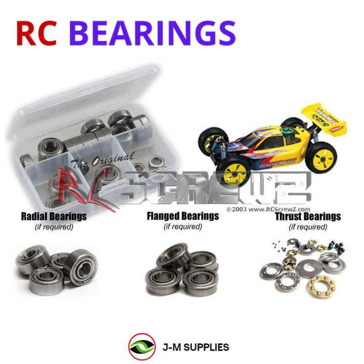 Representative image of an RCScrewZ metal-shielded bearing kit for Kyosho Inferno MP777 SP1 1/8 Nitro 4WD Buggy (31778); exact bearing sizes and quantities vary by RC model.
