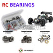 Representative image of an RCScrewZ metal-shielded bearing kit for Kyosho Inferno MP9 SE 1/8 Nitro 4WD Buggy; exact bearing sizes and quantities vary by RC model.