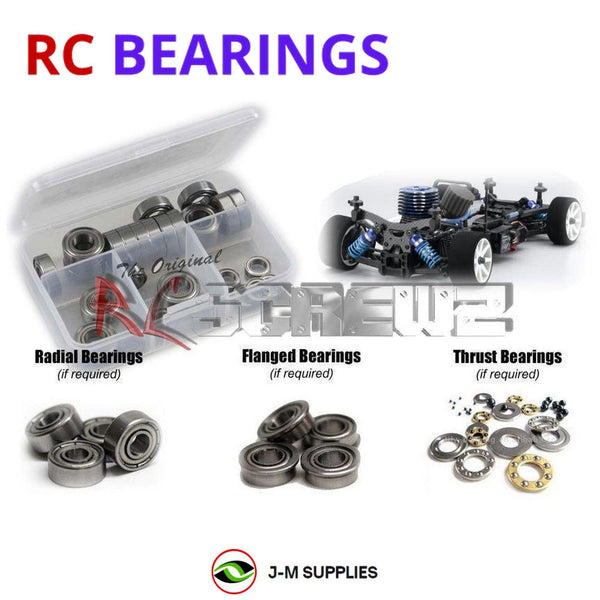 Representative image of an RCScrewZ metal-shielded bearing kit for Kyosho V-One RRR Evo2 1/10 Nitro 4WD Car (31262); exact bearing sizes and quantities vary by RC model.