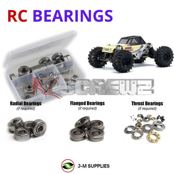 Representative image of an RCScrewZ metal-shielded bearing kit for Kyosho Rock Force 2.2 Jimny 1/10 Electric 4WD Crawler (30984); exact bearing sizes and quantities vary by RC model.