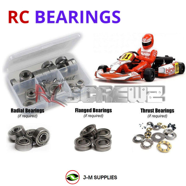 Representative image of an RCScrewZ metal-shielded bearing kit for Kyosho Birel R31-SE 1/5 GP 2WD Racing Kart (31315, 31315T1); exact bearing sizes and quantities vary by RC model.