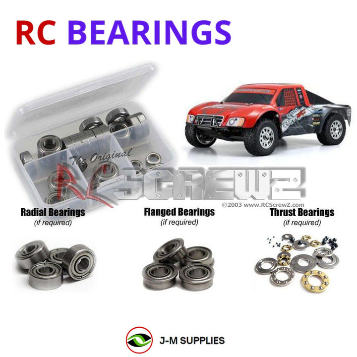 Representative image of an RCScrewZ metal-shielded bearing kit for Kyosho Ultima SC Readyset 1/10 Electric 2WD SCT (30855); exact bearing sizes and quantities vary by RC model.