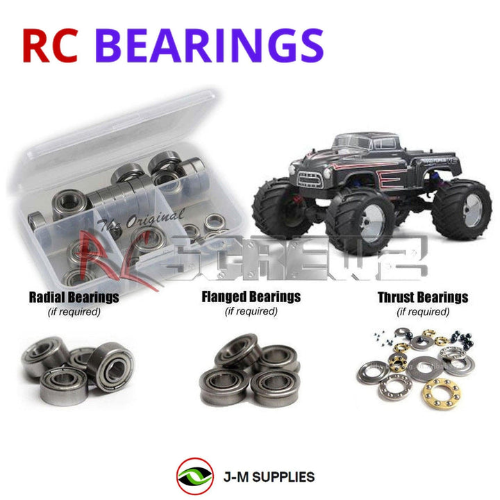 Representative image of an RCScrewZ metal-shielded bearing kit for Kyosho Mad Force Kruiser VE 1/8 Electric 4WD Truck (30885); exact bearing sizes and quantities vary by RC model.