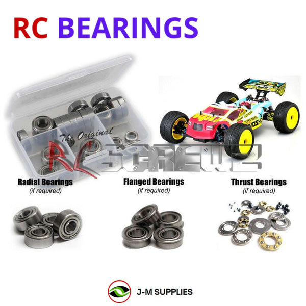 Representative image of an RCScrewZ metal-shielded bearing kit for Kyosho Inferno ST-RR 1/8 Nitro 4WD Truggy (31353); exact bearing sizes and quantities vary by RC model.