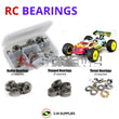Representative image of an RCScrewZ metal-shielded bearing kit for Kyosho Inferno ST-RR 1/8 Nitro 4WD Truggy (31353); exact bearing sizes and quantities vary by RC model.