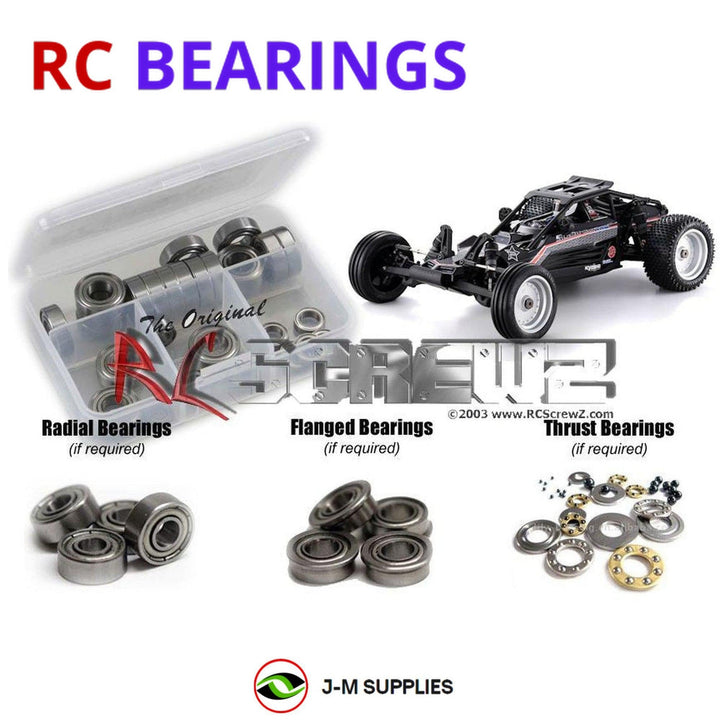Representative image of an RCScrewZ metal-shielded bearing kit for Kyosho Scorpion XXL Compatible Kit 1/7 EP/GP 2WD Buggy (30972); exact bearing sizes and quantities vary by RC model.