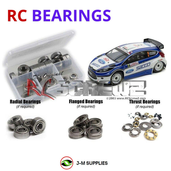 Representative image of an RCScrewZ metal-shielded bearing kit for Kyosho DRX VE 1/9 Electric Brushless 4WD Rally (30879); exact bearing sizes and quantities vary by RC model.