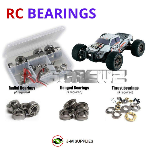 Representative image of an RCScrewZ metal-shielded bearing kit for Kyosho Psycho Kruiser VE 1/8 Electric 4WD MT (30886); exact bearing sizes and quantities vary by RC model.