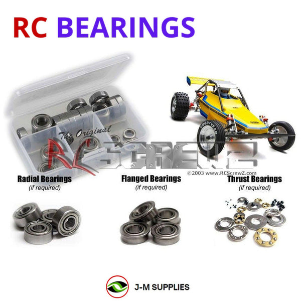 Representative image of an RCScrewZ metal-shielded bearing kit for Kyosho Scorpion 2014 1/10 Electric 2WD Buggy (30613); exact bearing sizes and quantities vary by RC model.