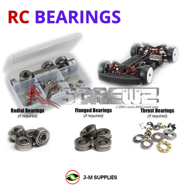 Representative image of an RCScrewZ metal-shielded bearing kit for Kyosho TF6 SP 1/10 Electric 4WD Touring Car (30025); exact bearing sizes and quantities vary by RC model.