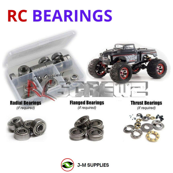 Representative image of an RCScrewZ metal-shielded bearing kit for Kyosho Mad Force 2.0 VE 1/8 Electric 4WD Truck (30888); exact bearing sizes and quantities vary by RC model.