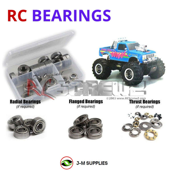 Representative image of an RCScrewZ metal-shielded bearing kit for Kyosho Big Boss / The Boss 1/10 Electric 2WD Truck (3108); exact bearing sizes and quantities vary by RC model.