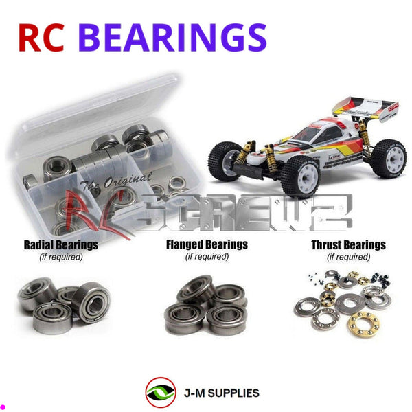 Representative image of an RCScrewZ metal-shielded bearing kit for Kyosho Optima Mid Vintage 1/10 Electric 4WD Buggy (30622); exact bearing sizes and quantities vary by RC model.