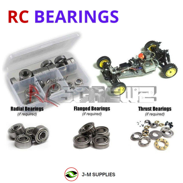 Representative image of an RCScrewZ metal-shielded bearing kit for Kyosho Rampage GP-10 1/10 Nitro 2WD Buggy (3072); exact bearing sizes and quantities vary by RC model.