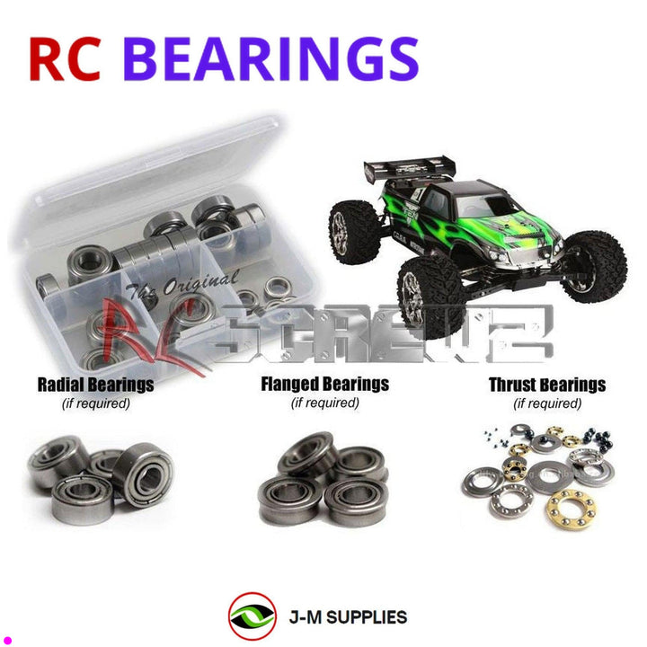 Representative image of an RCScrewZ metal-shielded bearing kit for Losi TEN-T 1/10 Nitro 4WD Truggy (LOSB0126); exact bearing sizes and quantities vary by RC model.