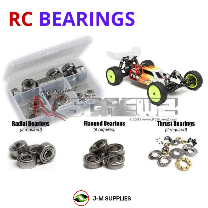 Representative image of an RCScrewZ metal-shielded bearing kit for Losi TLR 22 4.0 1/10 Electric 2WD Buggy (TLR03013); exact bearing sizes and quantities vary by RC model.