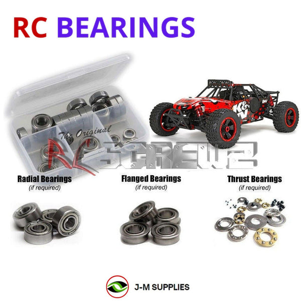 Representative image of an RCScrewZ metal-shielded bearing kit for Losi K&N DBXL 1/5 Gas 4WD Desert Buggy (LOS05010); exact bearing sizes and quantities vary by RC model.