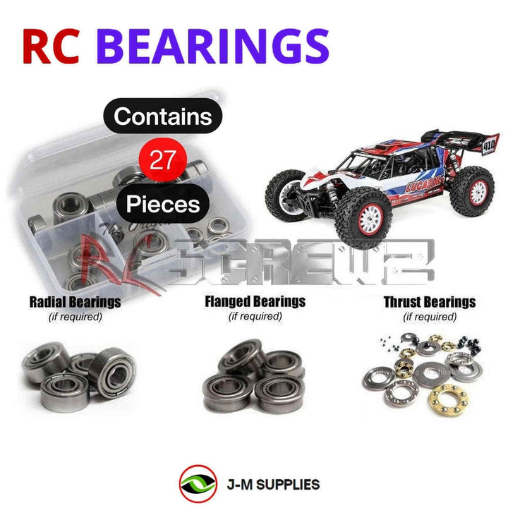 Representative image of an RCScrewZ metal-shielded bearing kit for Losi Tenacity DB Pro 1/10 Electric 4WD Desert Buggy (LOS03027); exact bearing sizes and quantities vary by RC model.