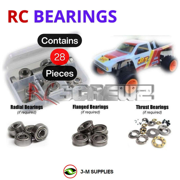 Representative image of an RCScrewZ metal-shielded bearing kit for Team Losi JRX-T 1/10 Electric 2WD Truck (A-0050); exact bearing sizes and quantities vary by RC model.