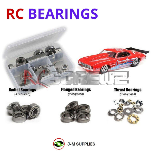 Representative image of an RCScrewZ metal-shielded bearing kit for Losi 1969 Camaro 22S 1/10 2WD Drag Car (LOS03035); exact bearing sizes and quantities vary by RC model.