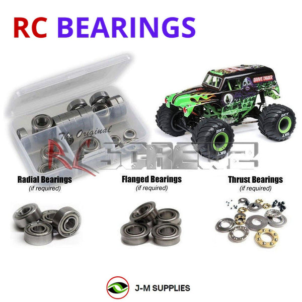 Representative image of an RCScrewZ metal-shielded bearing kit for Losi Mini LMT 1/18 Electric 4WD Monster Truck (LOS01026); exact bearing sizes and quantities vary by RC model.