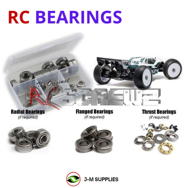 Representative image of an RCScrewZ metal-shielded bearing kit for Mugen Seiki MGT7TR Eco #E2020; exact bearing sizes and quantities vary by RC model.